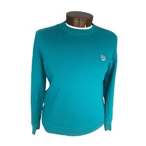Paul Smith PS Teal Organic Cotton Crewneck Sweatshirt Zebra Logo XL Mens